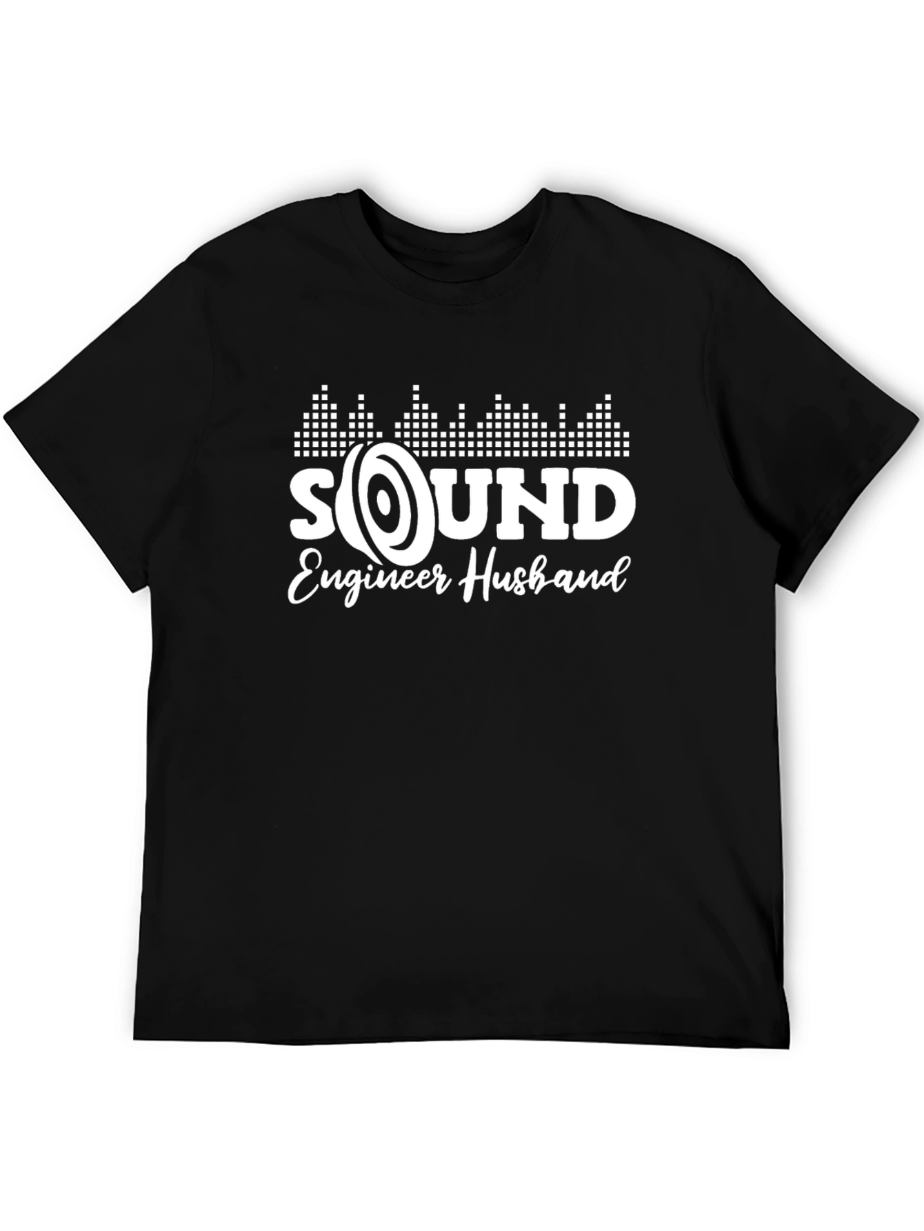 Black Sound Engineer Husband T-Shirt - Black Crew Neck Tee view 5