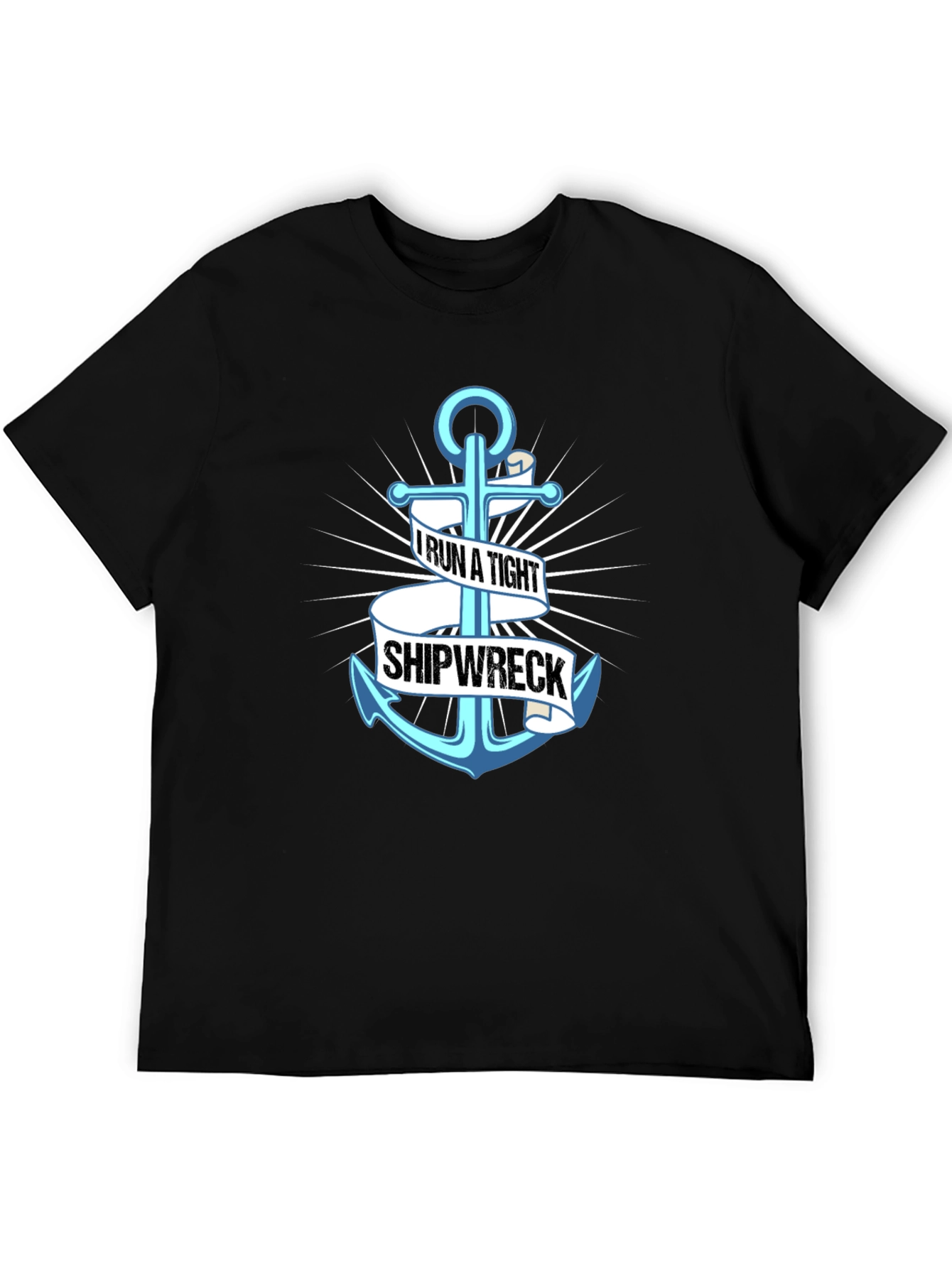 Black I Run A Tight Shipwreck Anchor Graphic Tee view 5