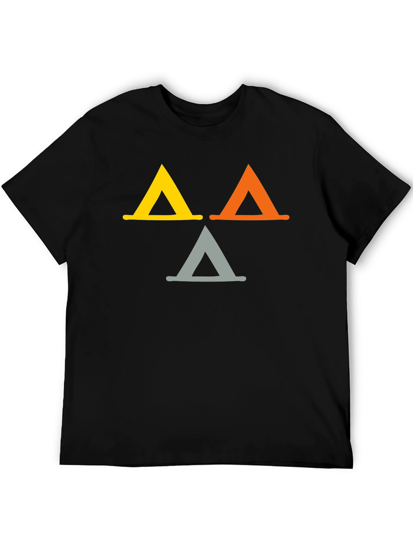 Black Geometric Triangle Graphic Tee - Casual Black T-Shirt view 5