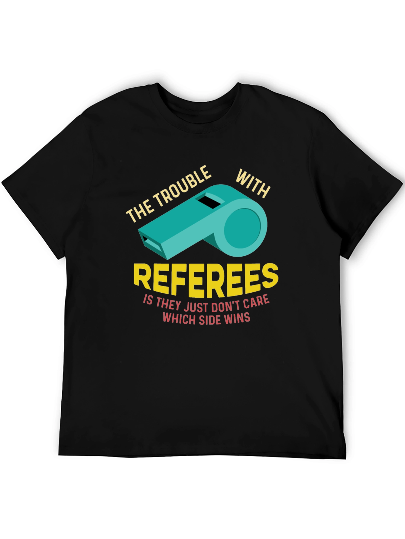 Black The Trouble With Referees Funny T-Shirt view 5