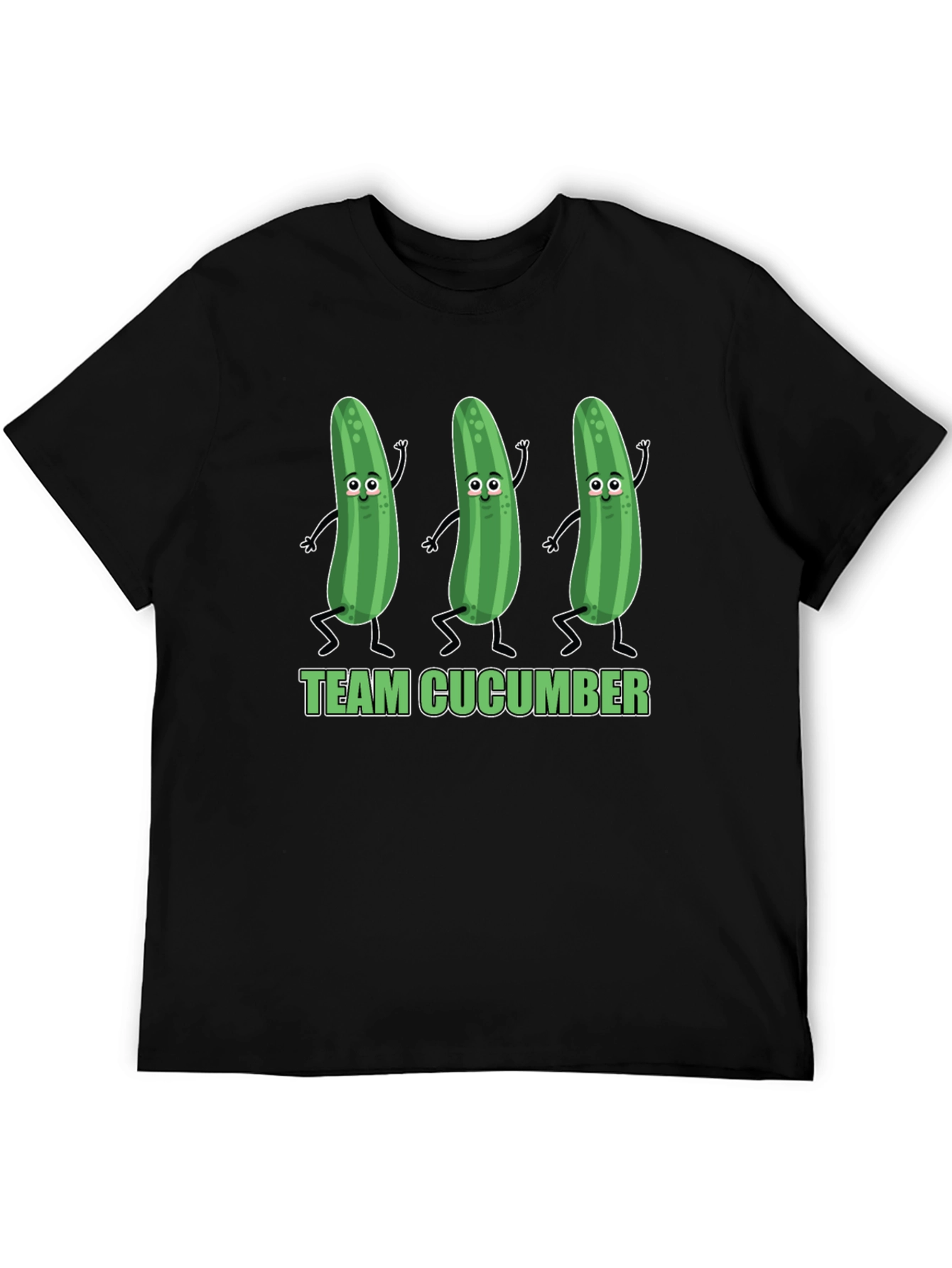 Black Funny Team Cucumber Graphic Print T-Shirt view 5