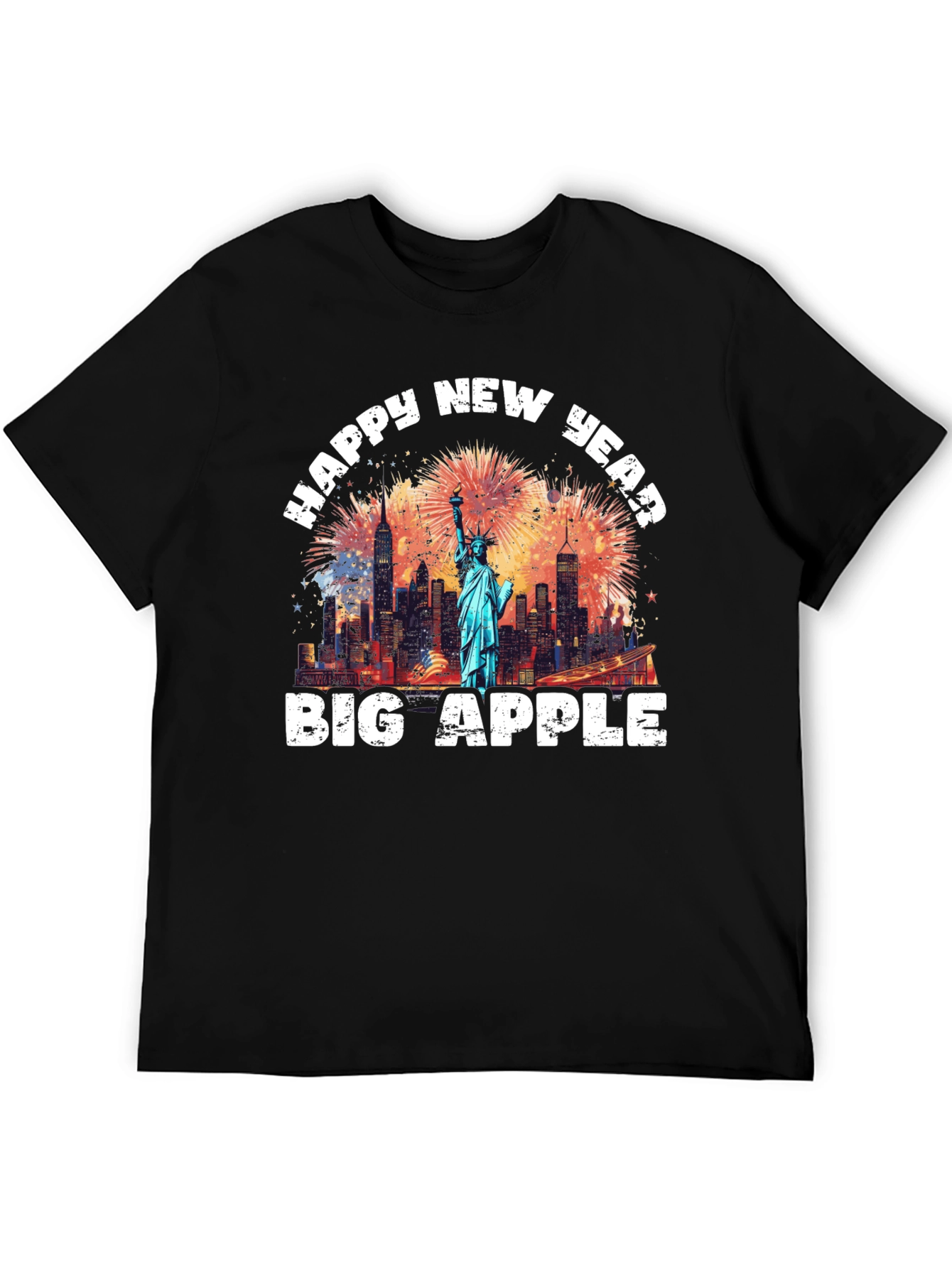 Black Happy New Year Big Apple Graphic Tee view 5