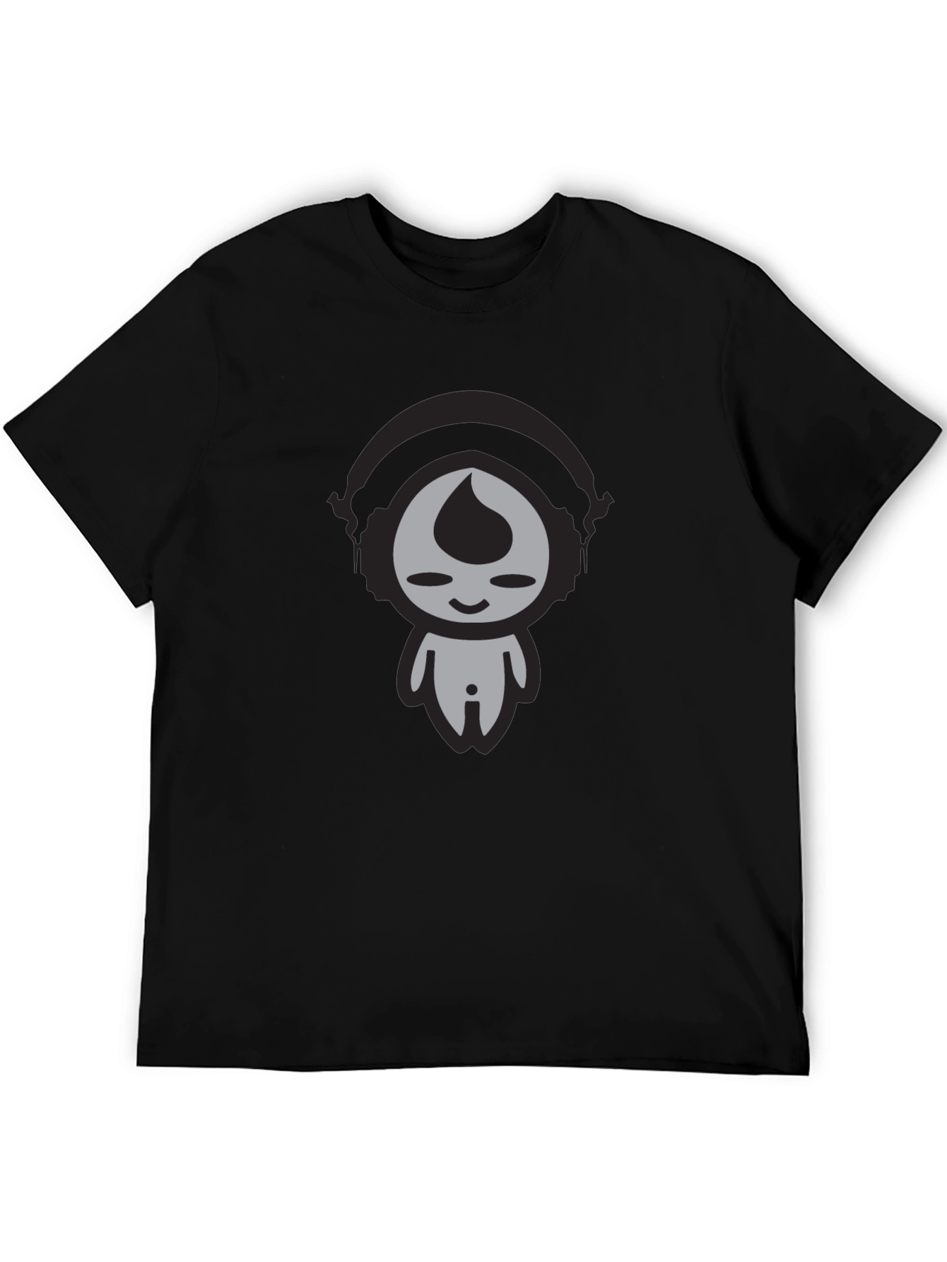 Black Cool Cartoon Character Graphic Black T-Shirt view 5