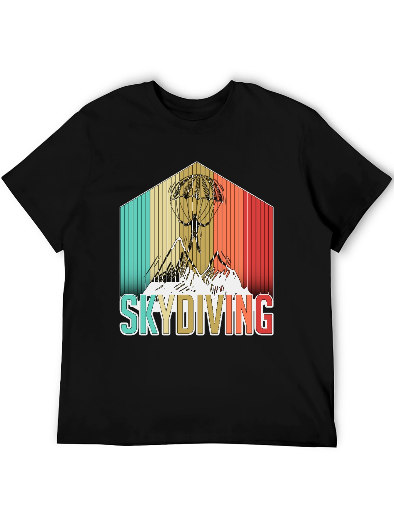 Black Retro Skydiving T-Shirt - Vintage Style Adventure Tee view 5