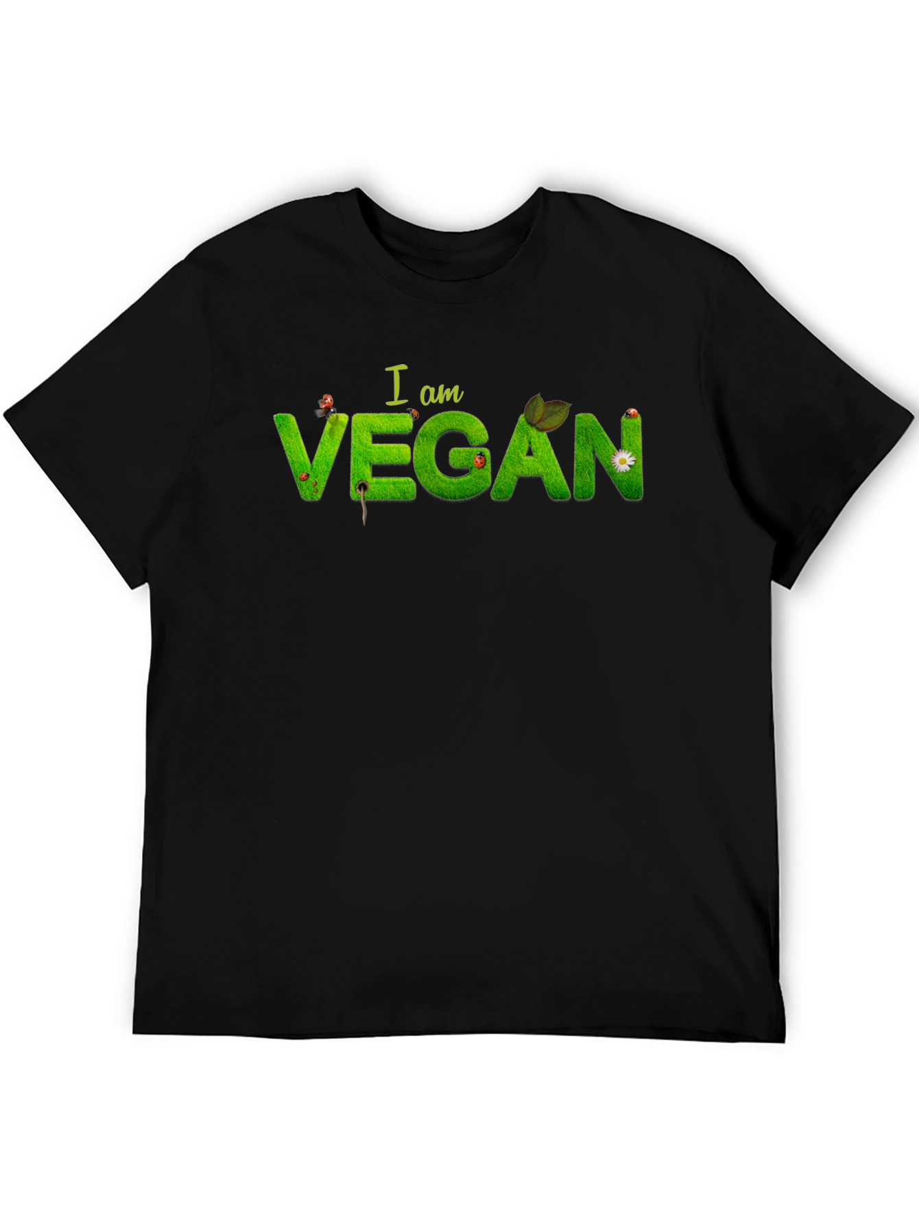 Black I am Vegan Graphic T-Shirt view 5