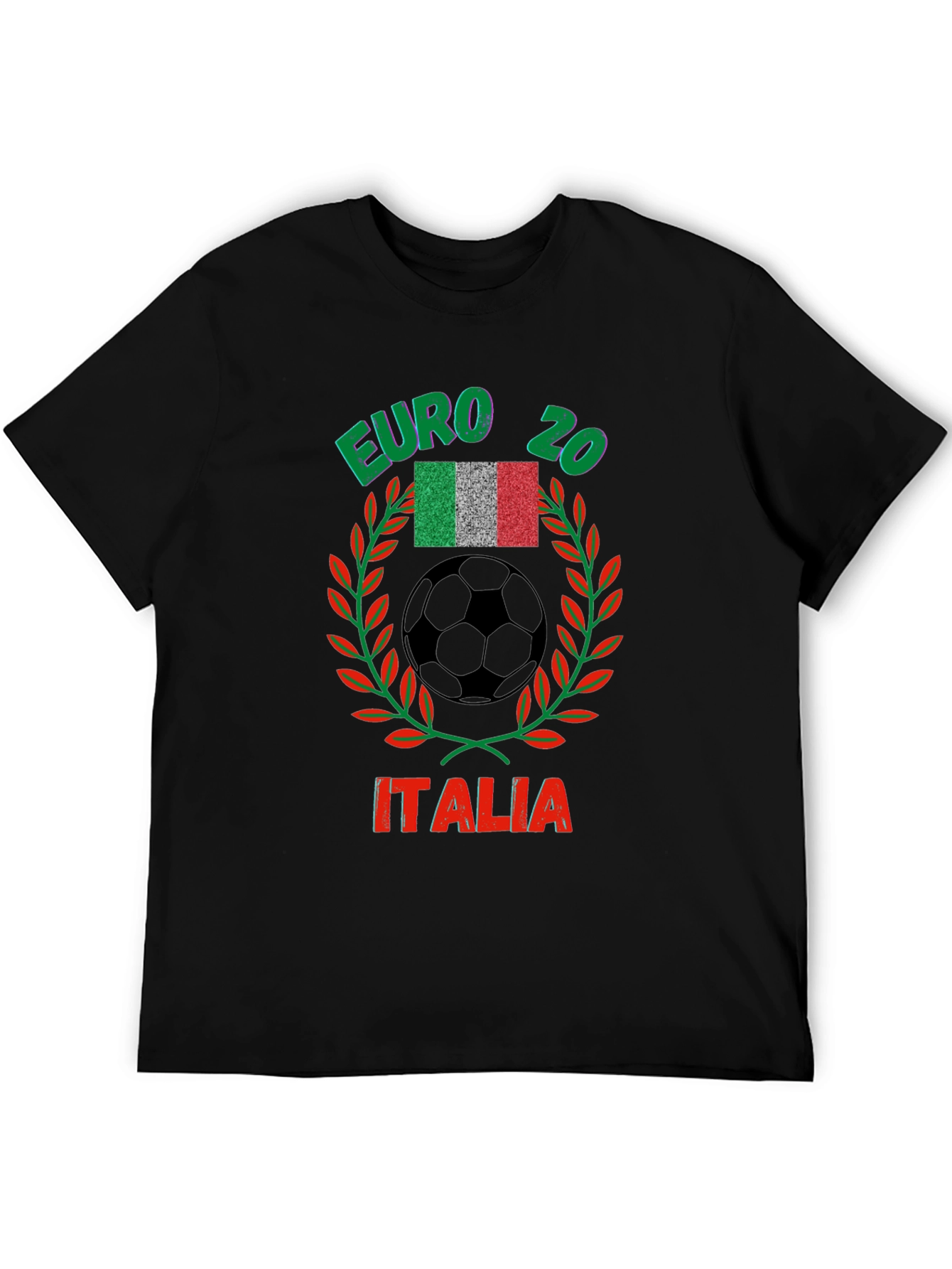 Black Euro 20 Italia Soccer T-Shirt view 5