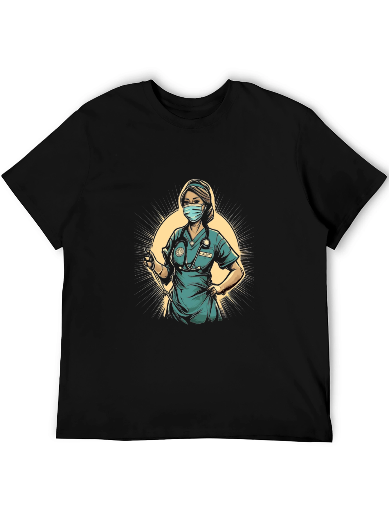 Black Nurse Graphic Tee - Black Cotton Comfort Fit view 5