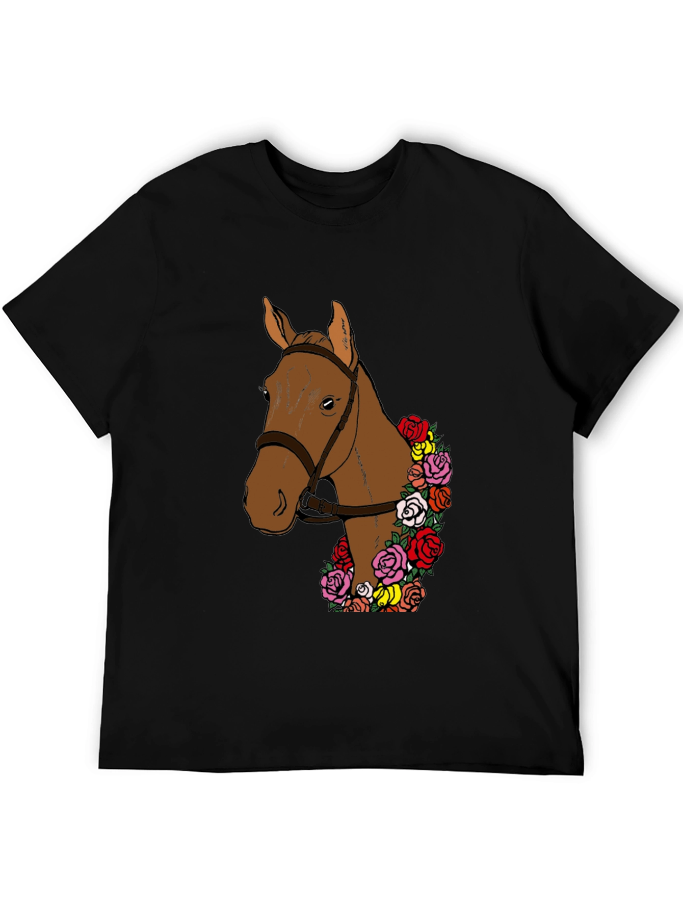 Black Horse & Roses Graphic Tee - Stylish Men's T-Shirt view 5