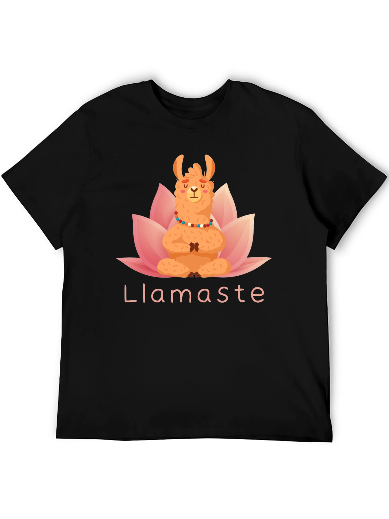 Black Llamaste Yoga T-Shirt - Meditating Llama Lotus Tee view 5