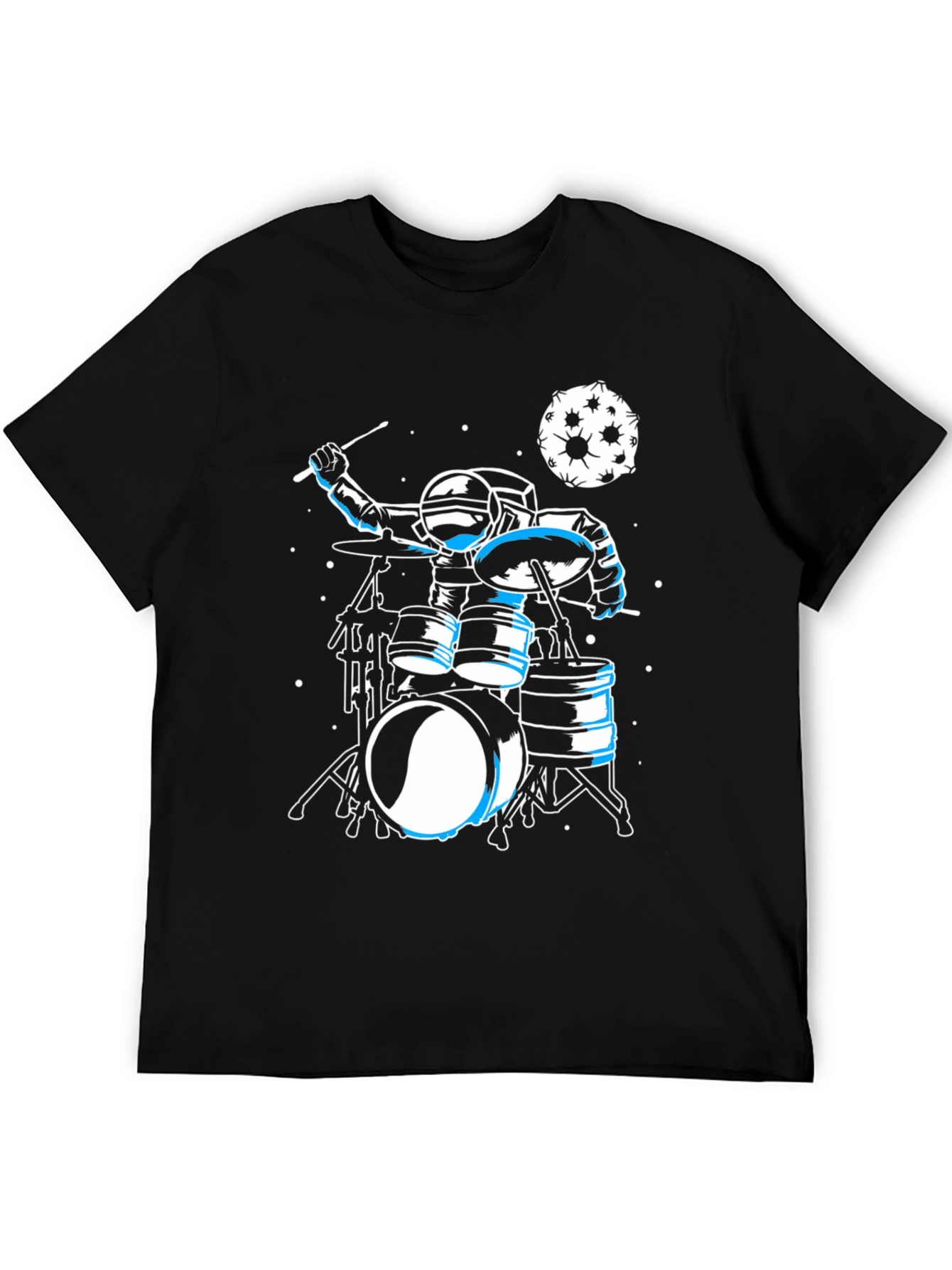 Black Astronaut Drummer Graphic Tee - Space Music Shirt view 5