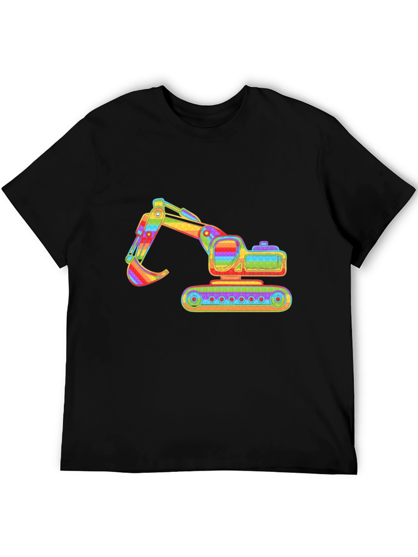 Black Rainbow Excavator Graphic Tee - Construction Shirt view 5
