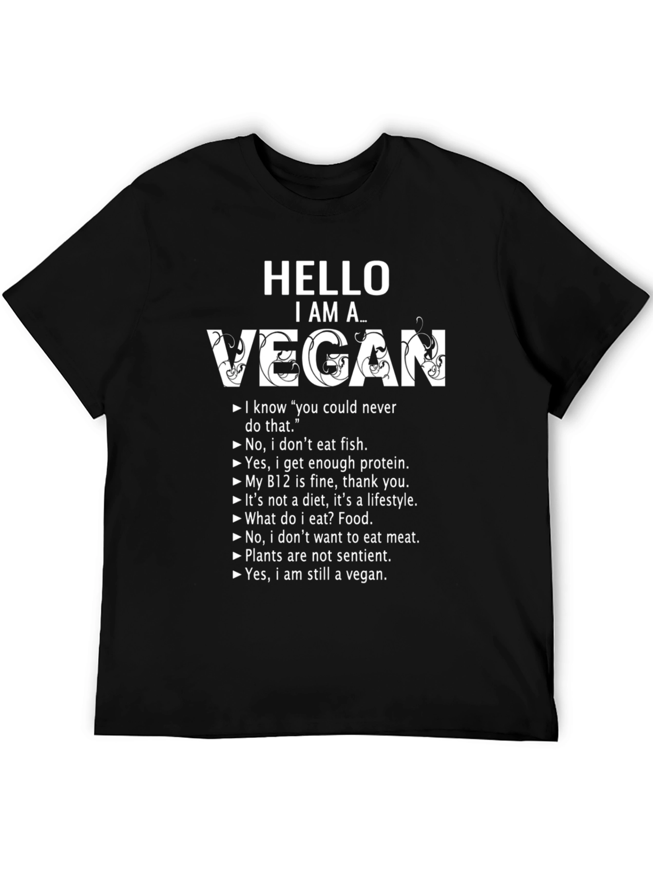 Black Hello I am a Vegan T-Shirt - Funny Vegan Lifestyle Tee view 5