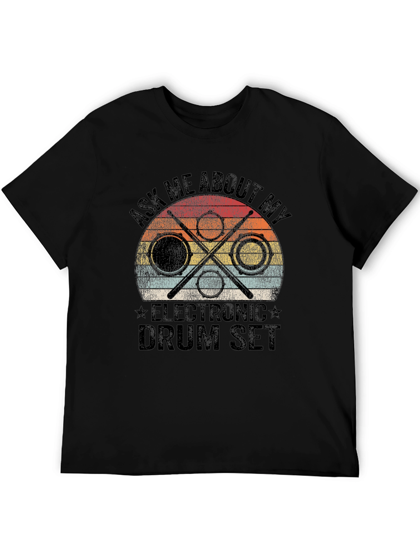 Black Electronic Drum Set T-Shirt - Musician Tee view 5