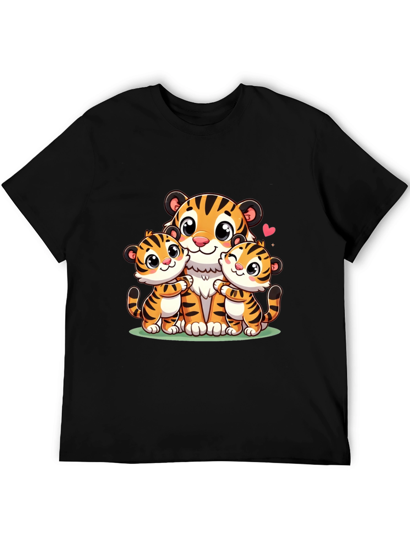 Black Cute Tiger Family Graphic T-Shirt view 5