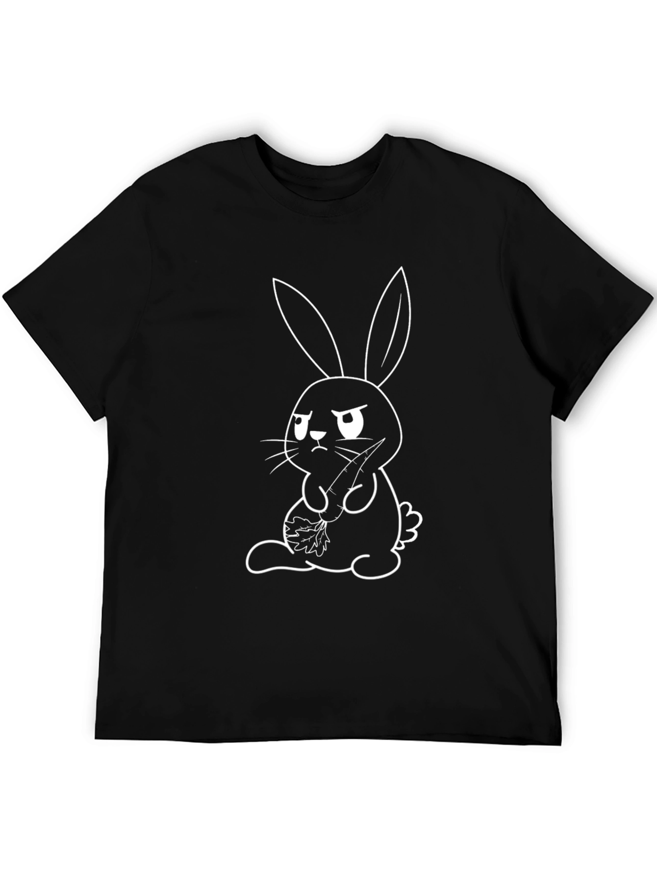 Black Grumpy Bunny Graphic T-Shirt - Cute, Funny, Black Tee view 5