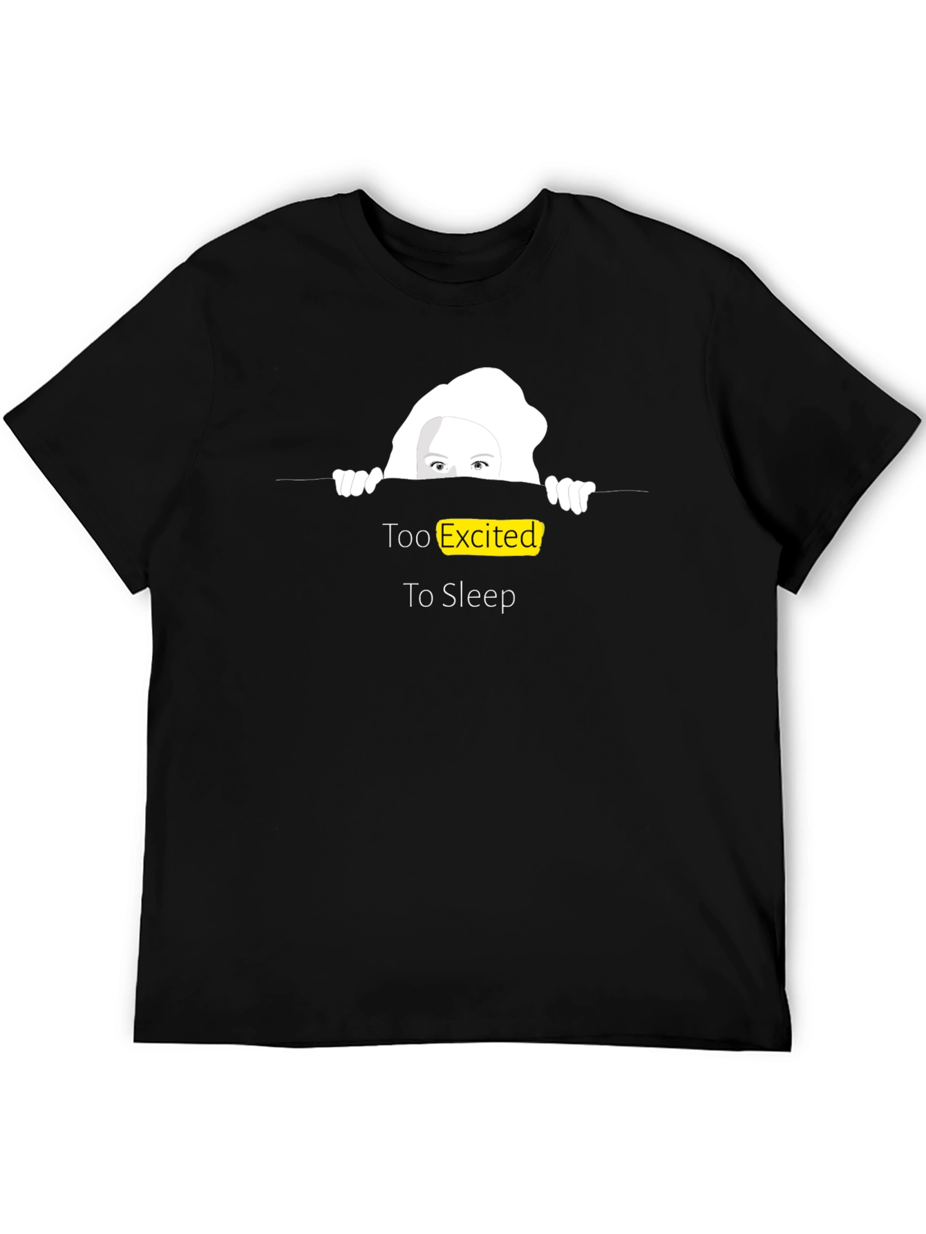 Black Too Excited to Sleep T-Shirt, Fun Graphic Tee view 5