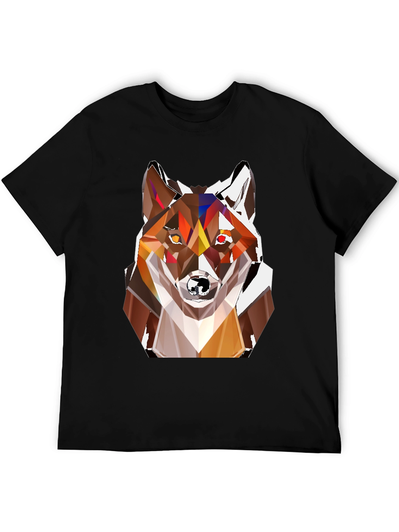 Black Geometric Fox Head T-Shirt - Stylish Graphic Tee view 5