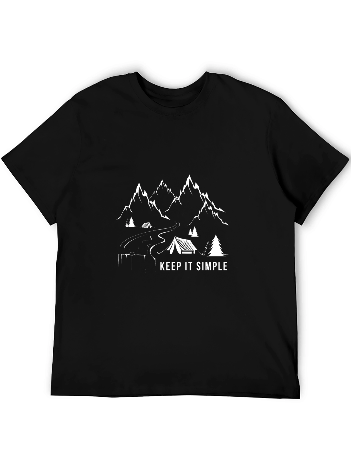 Black Keep It Simple Camping Graphic T-Shirt view 5