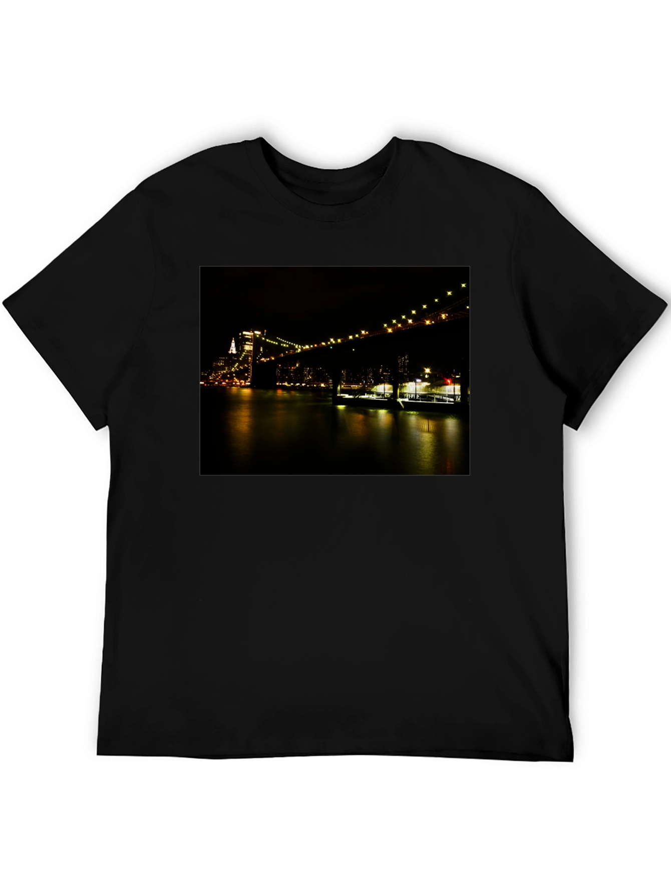 Black Night Lights Bridge T-Shirt view 5