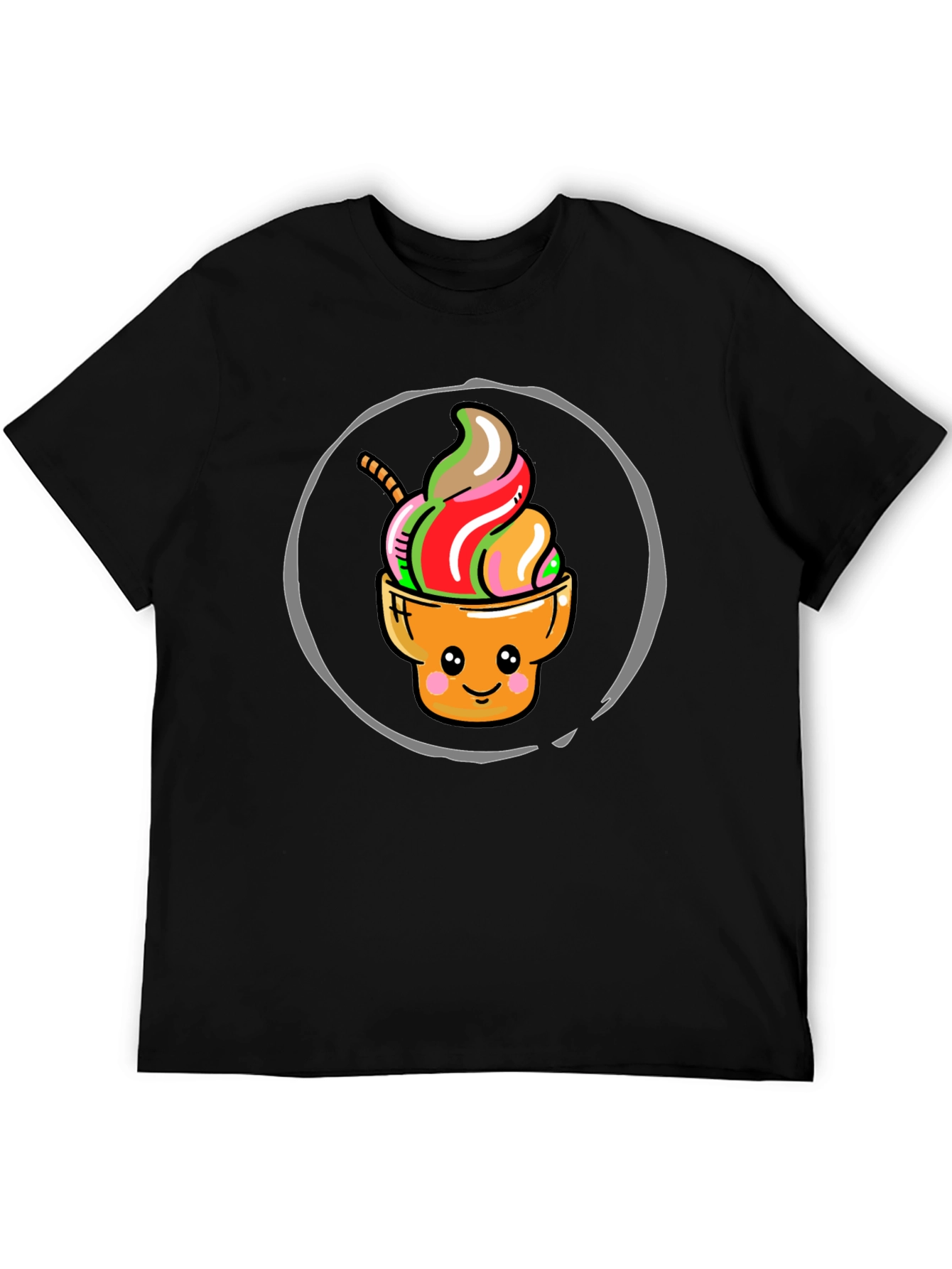 Black Cute Ice Cream Cone Graphic T-Shirt view 5