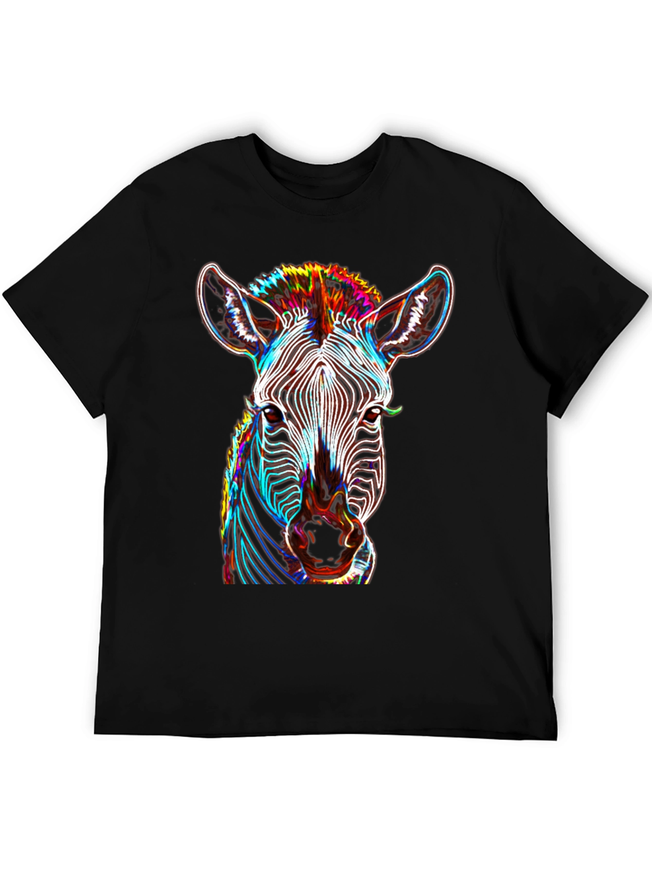 Black Zebra Graphic Tee - Bold Neon Animal Print view 5
