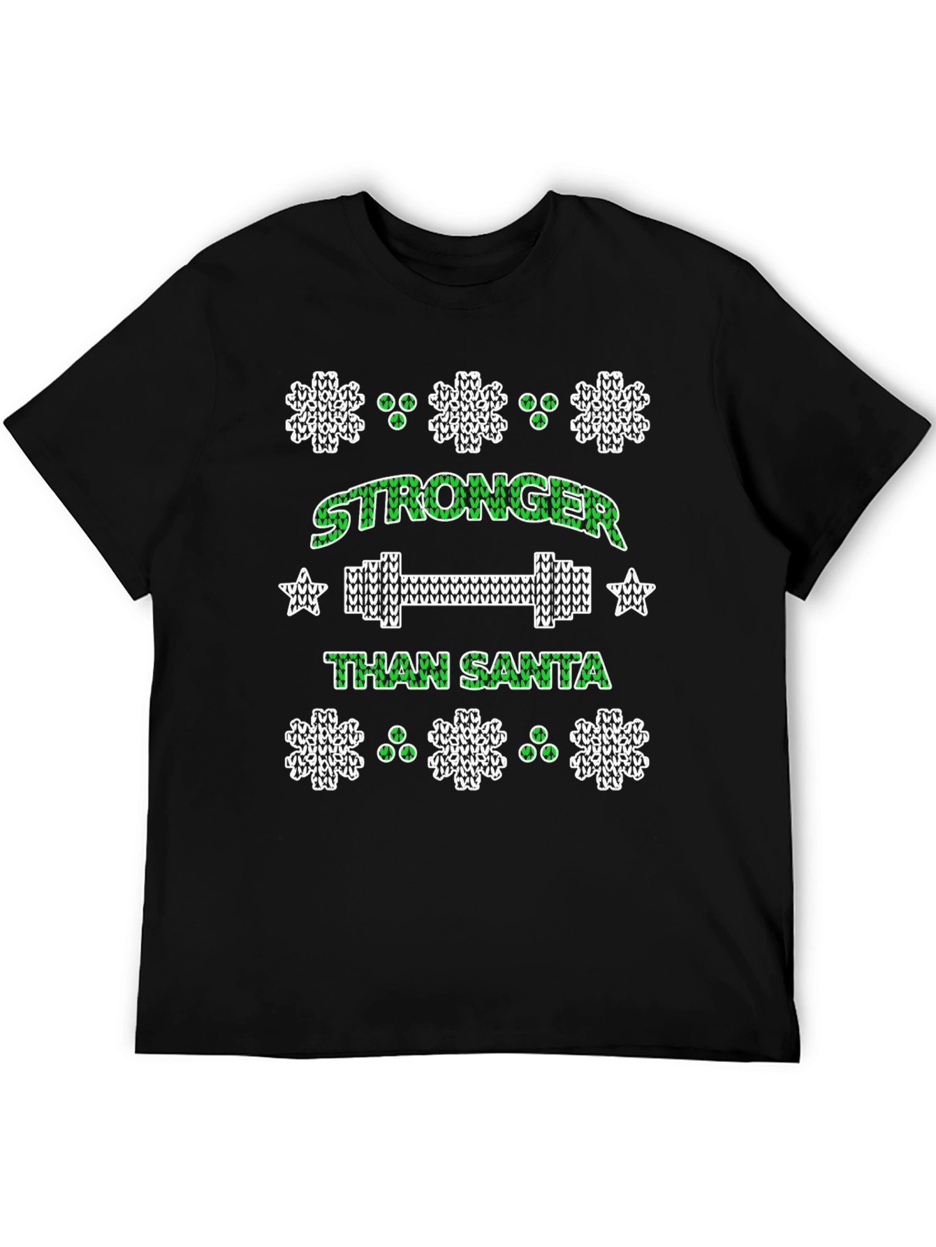 Black Stronger Than Santa Holiday Workout T-Shirt view 5