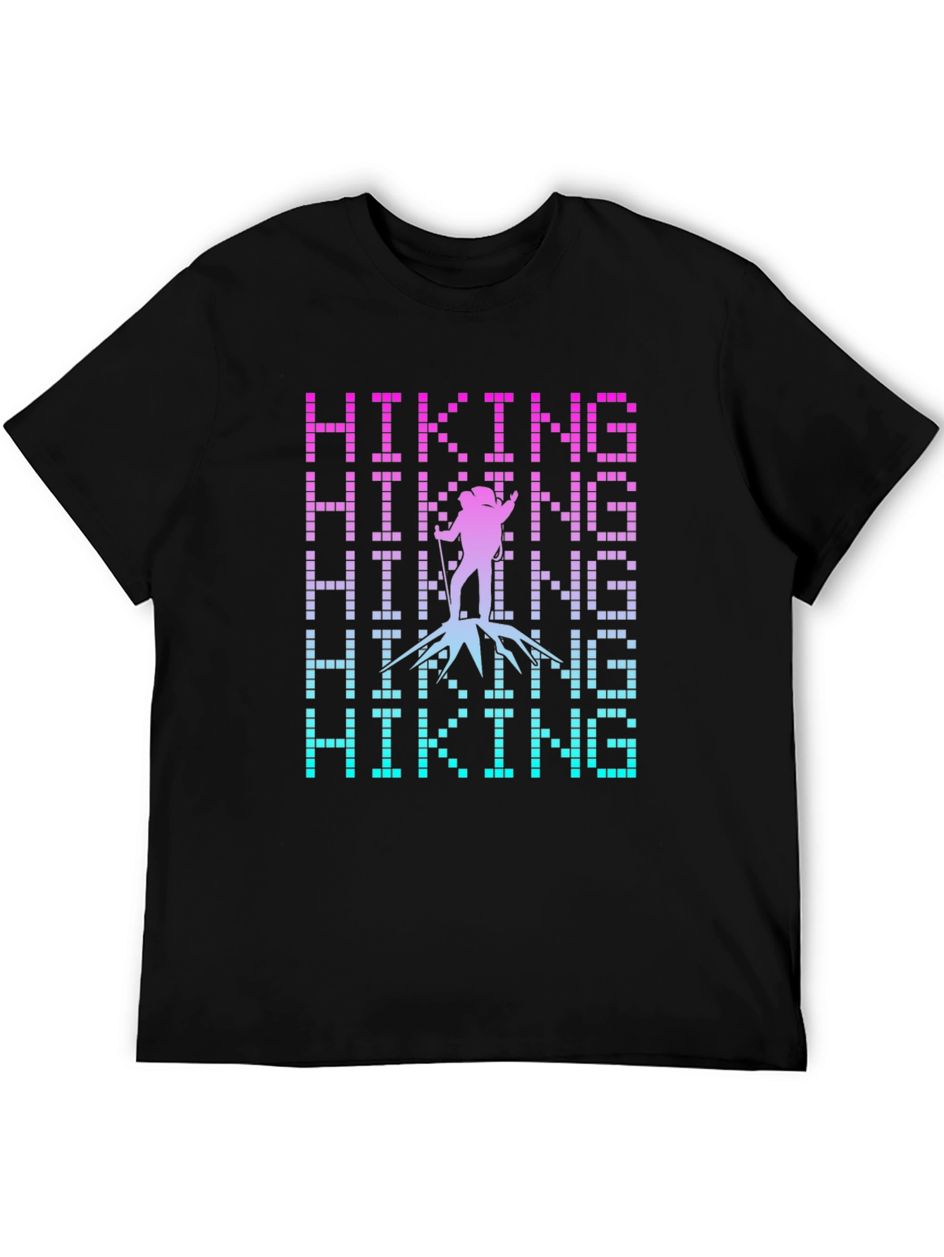 Black Hiking Pixel Art Graphic Tee - Black view 5