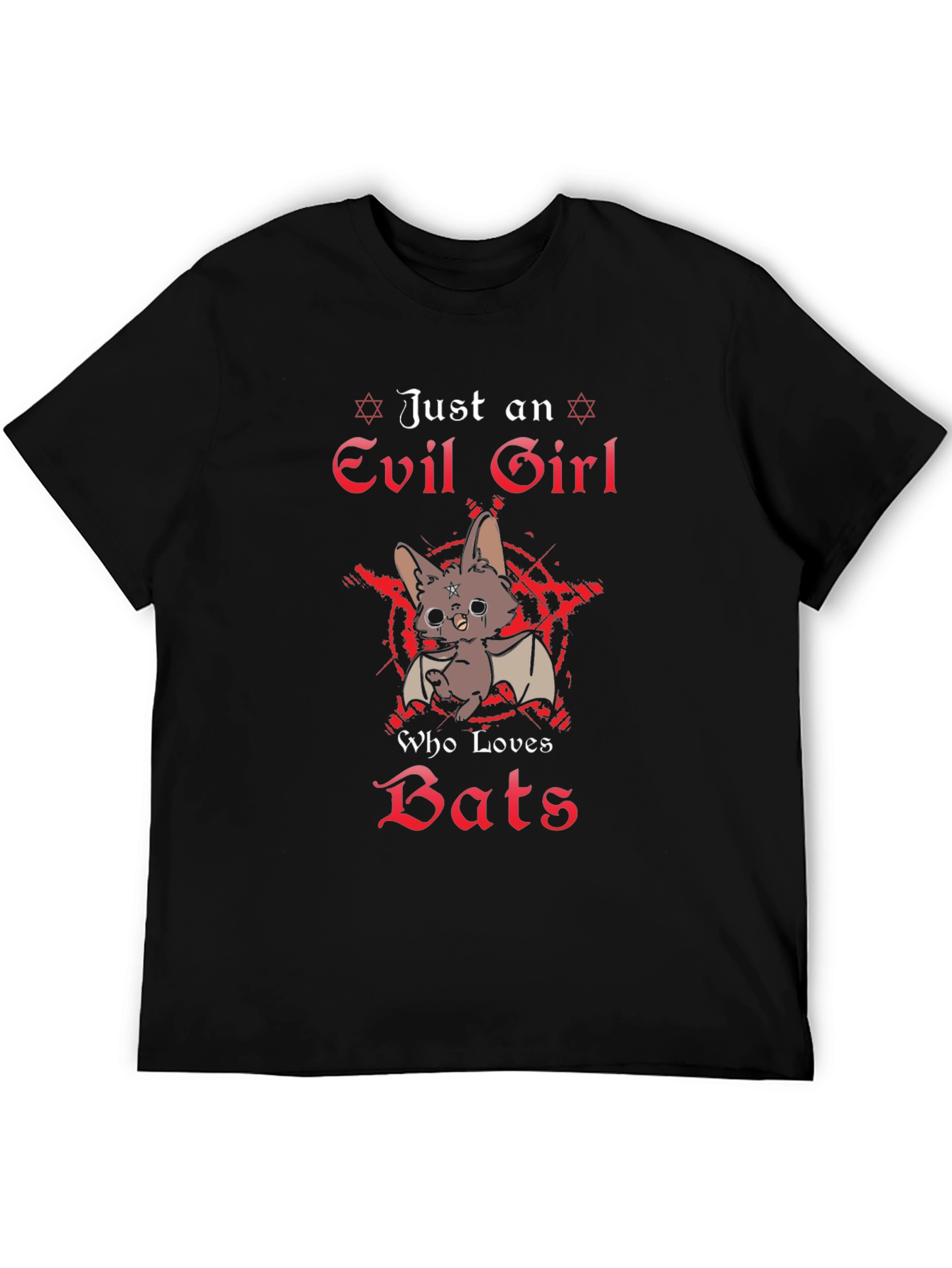 Black Evil Girl Who Loves Bats Graphic T-Shirt view 5