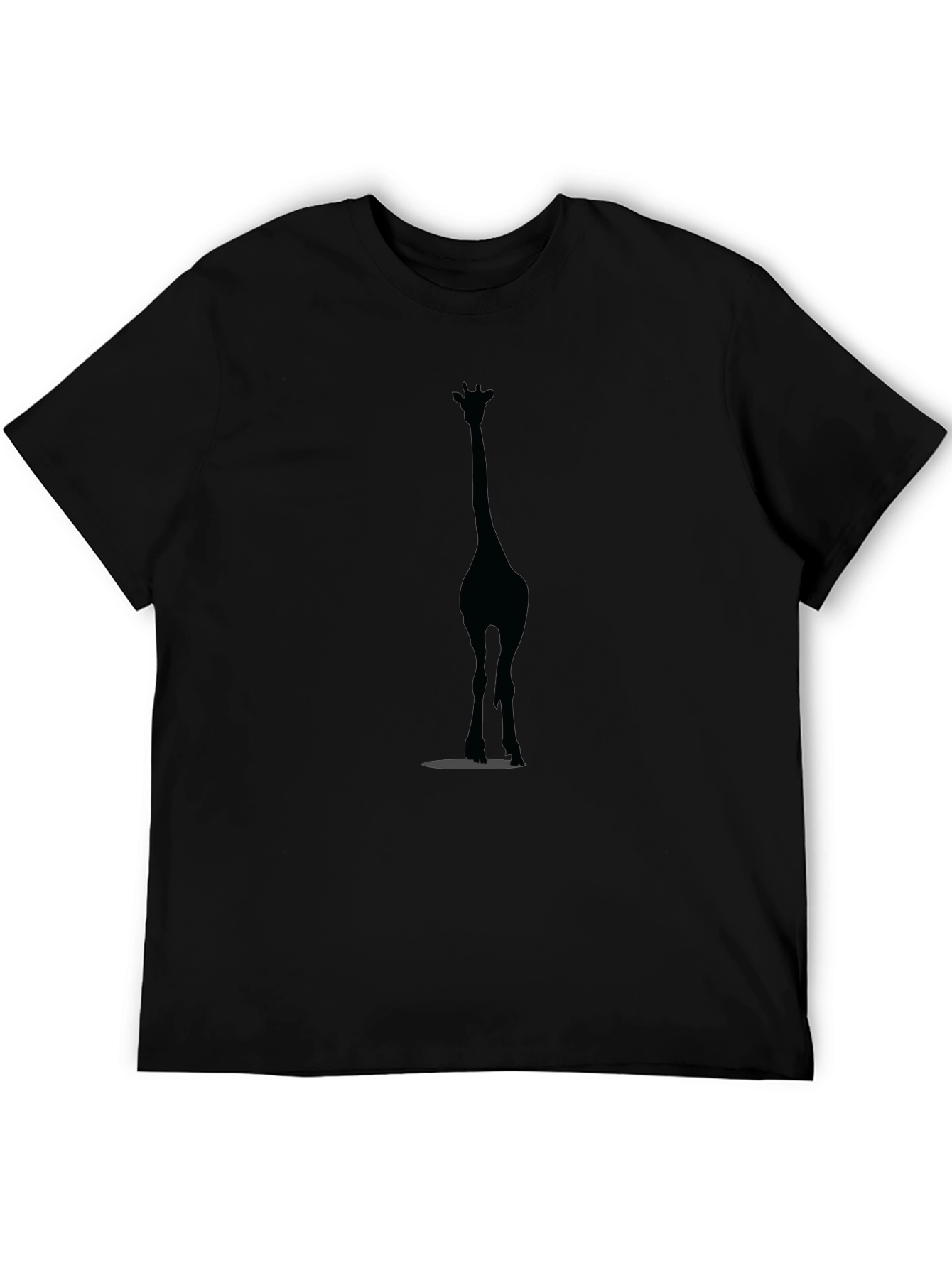 Black Giraffe Silhouette Black T-Shirt view 5