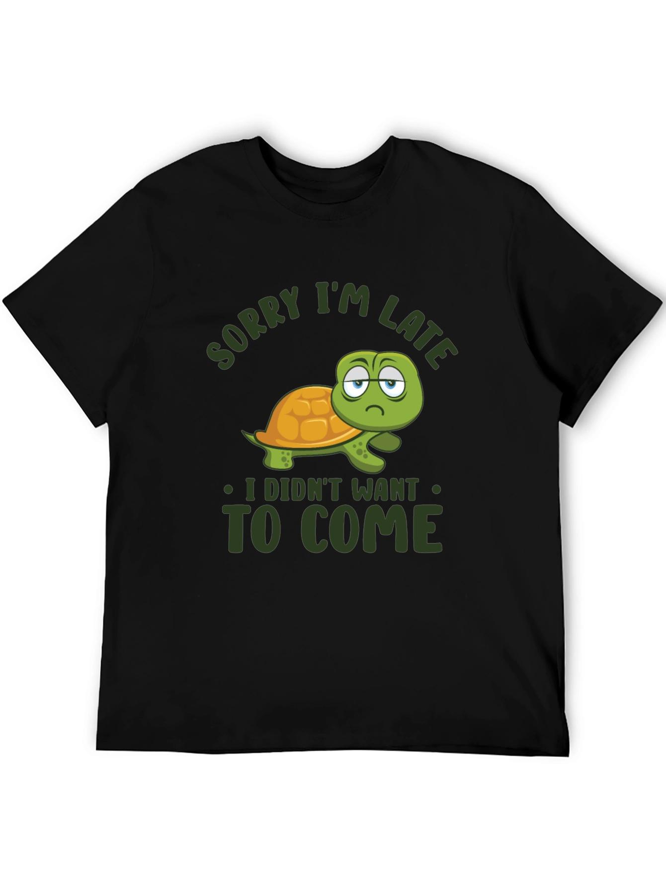 Black Funny Turtle Sorry I'm Late Graphic T-Shirt view 5