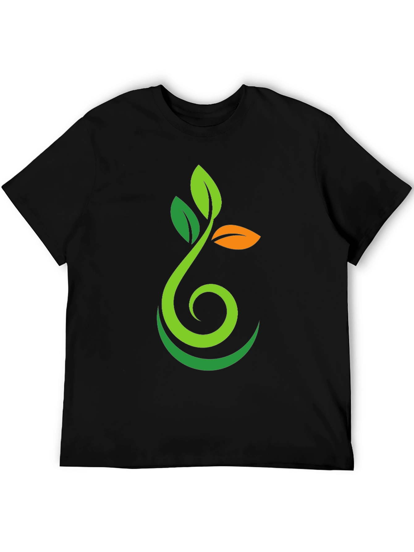 Black Nature Sprout Graphic Black T-Shirt view 5