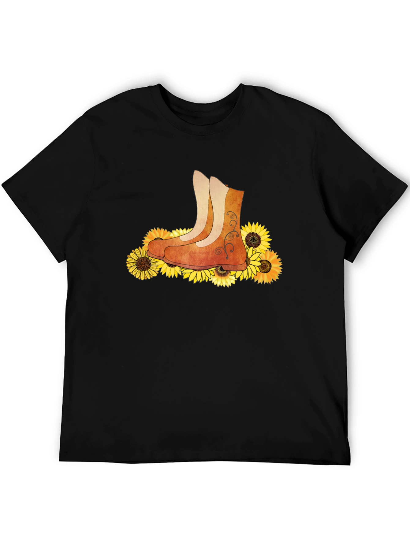 Black Sunflower Boots Graphic T-Shirt view 5
