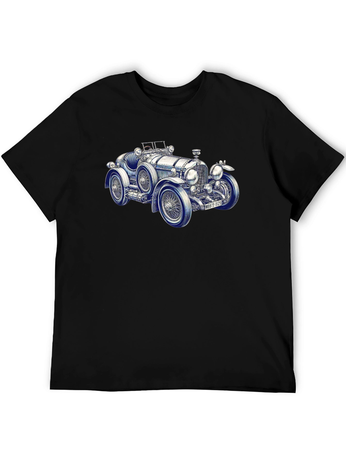 Black Classic Car Graphic T-Shirt - Vintage Automobile Tee view 5