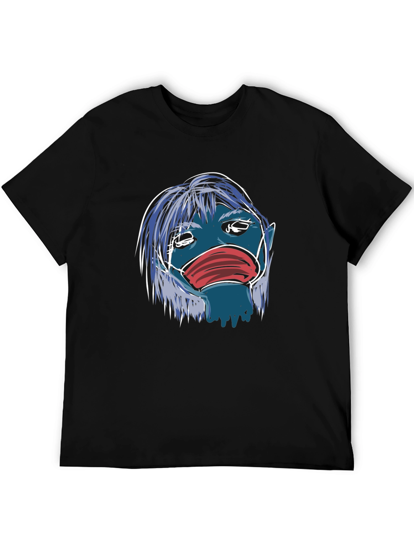 Black Masked Blue Character Graphic T-Shirt view 5