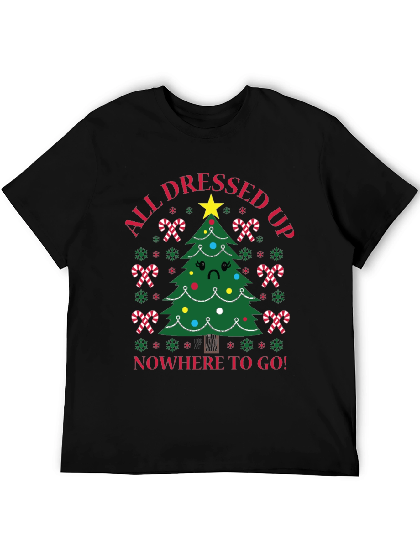 Black Sad Tree Holiday T-Shirt view 5