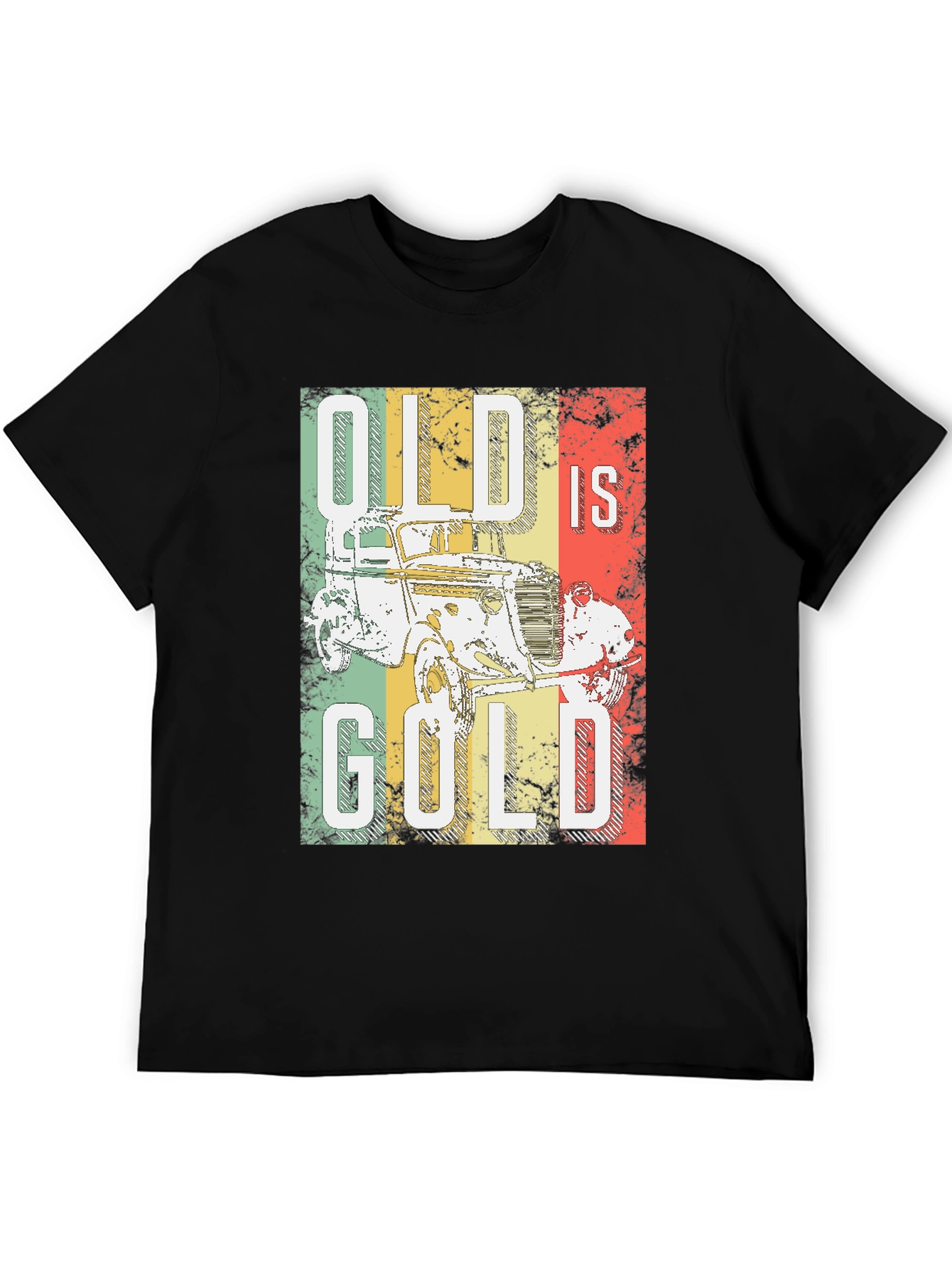 Black Vintage Car T-Shirt - Old is Gold Tee view 5