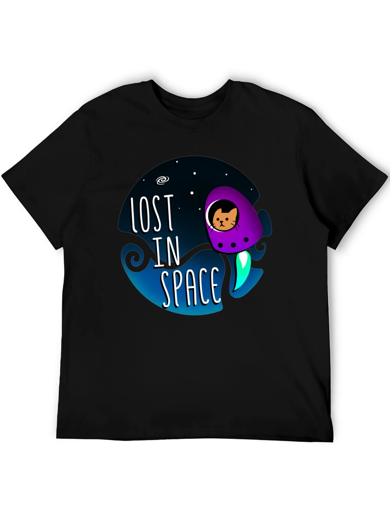 Black Lost in Space Cat T-Shirt view 5