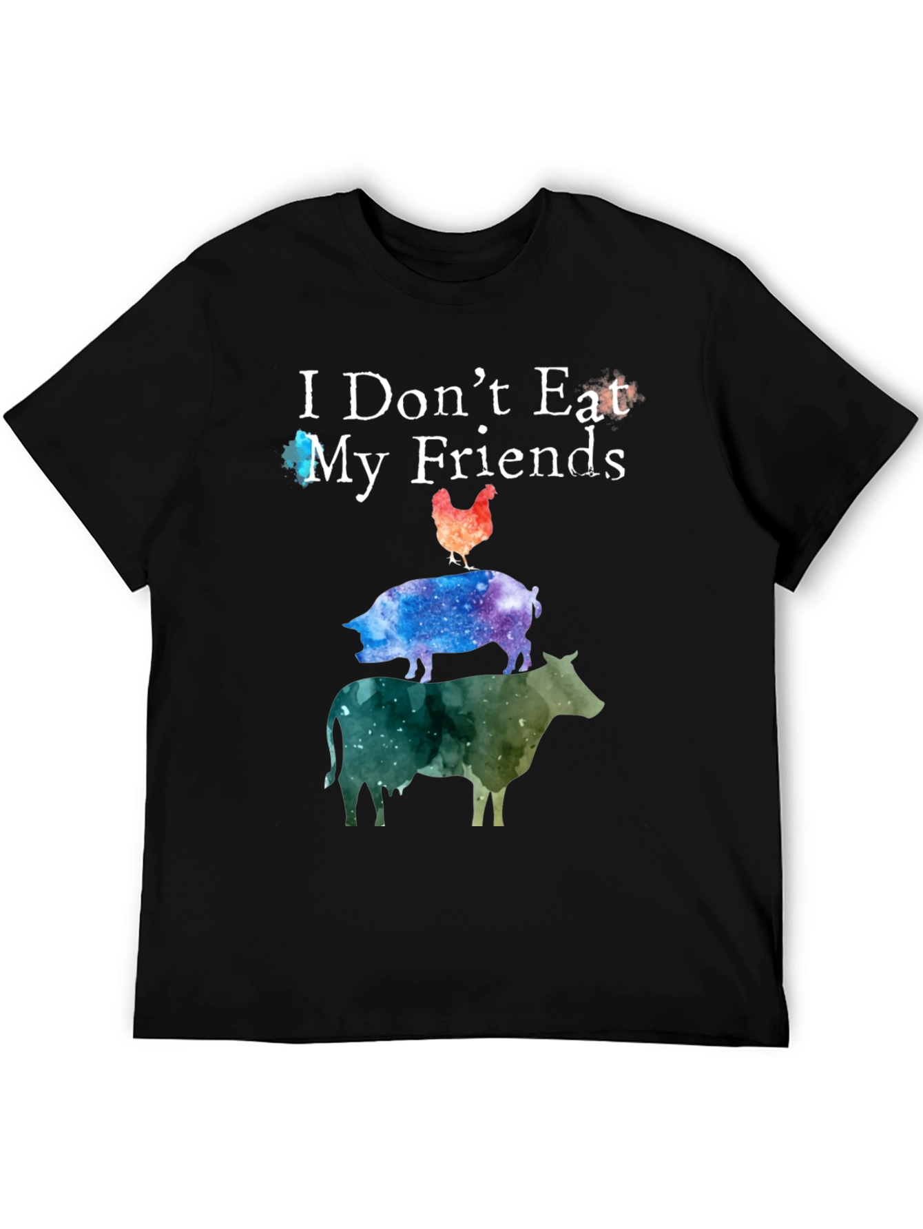 Black Vegan T-Shirt - I Don't Eat My Friends view 5