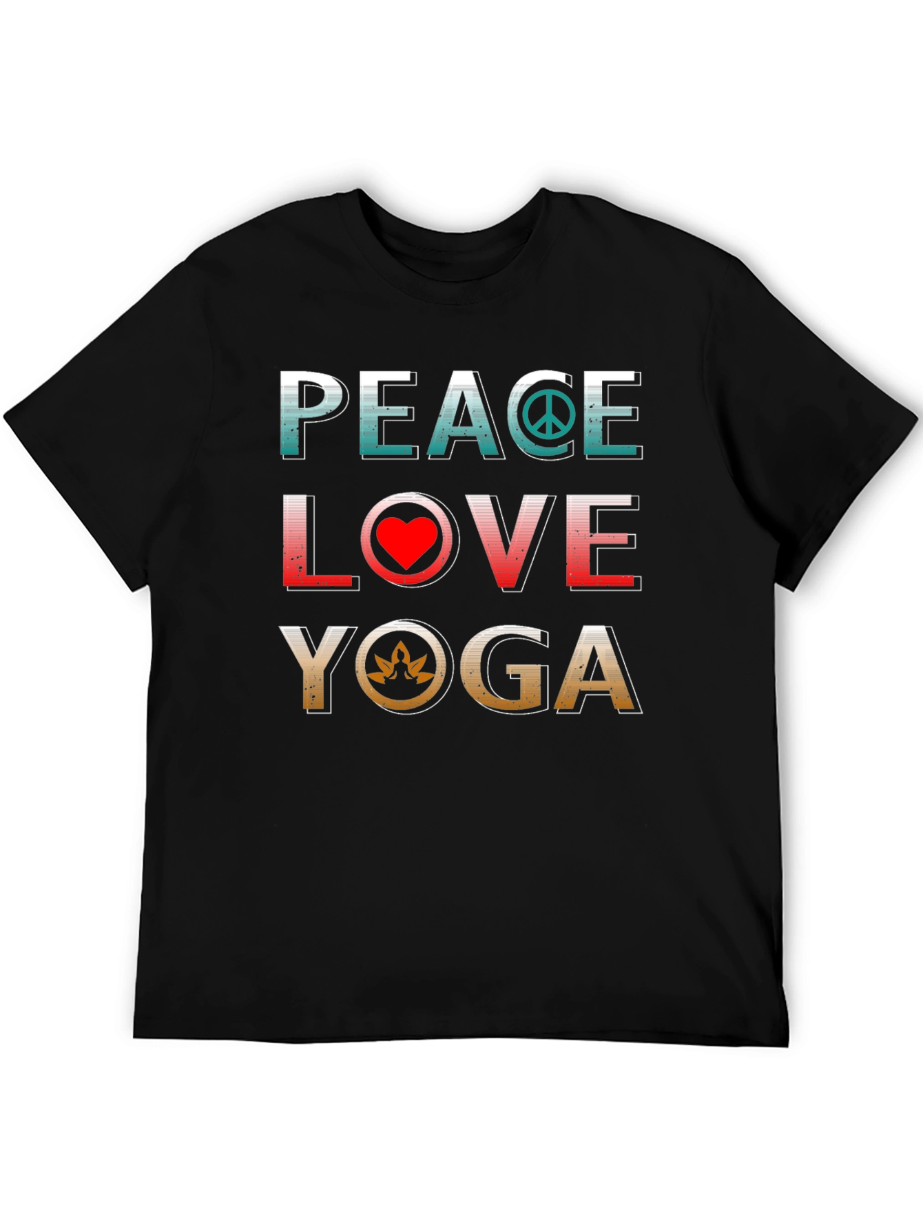 Black Peace Love Yoga T-Shirt view 5