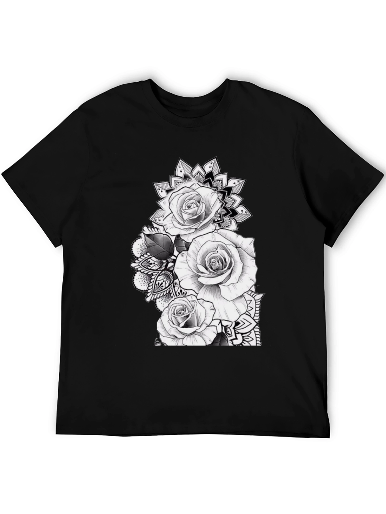 Black Black Rose Mandala Graphic Tee view 5
