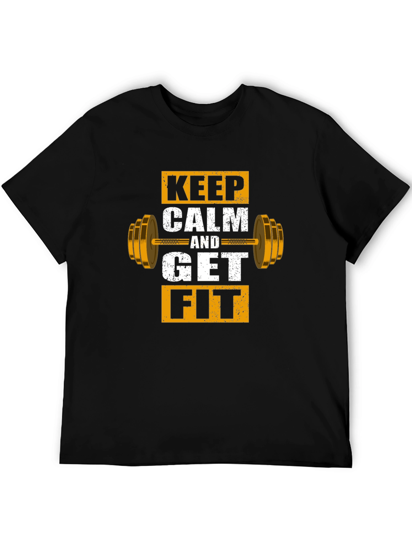 Black Keep Calm and Get Fit Graphic T-Shirt view 5