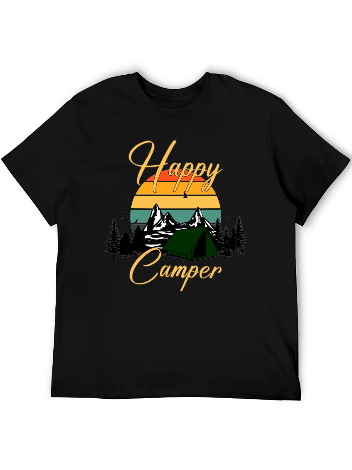 Black Happy Camper Graphic Tee - Outdoor Adventure Shirt view 5