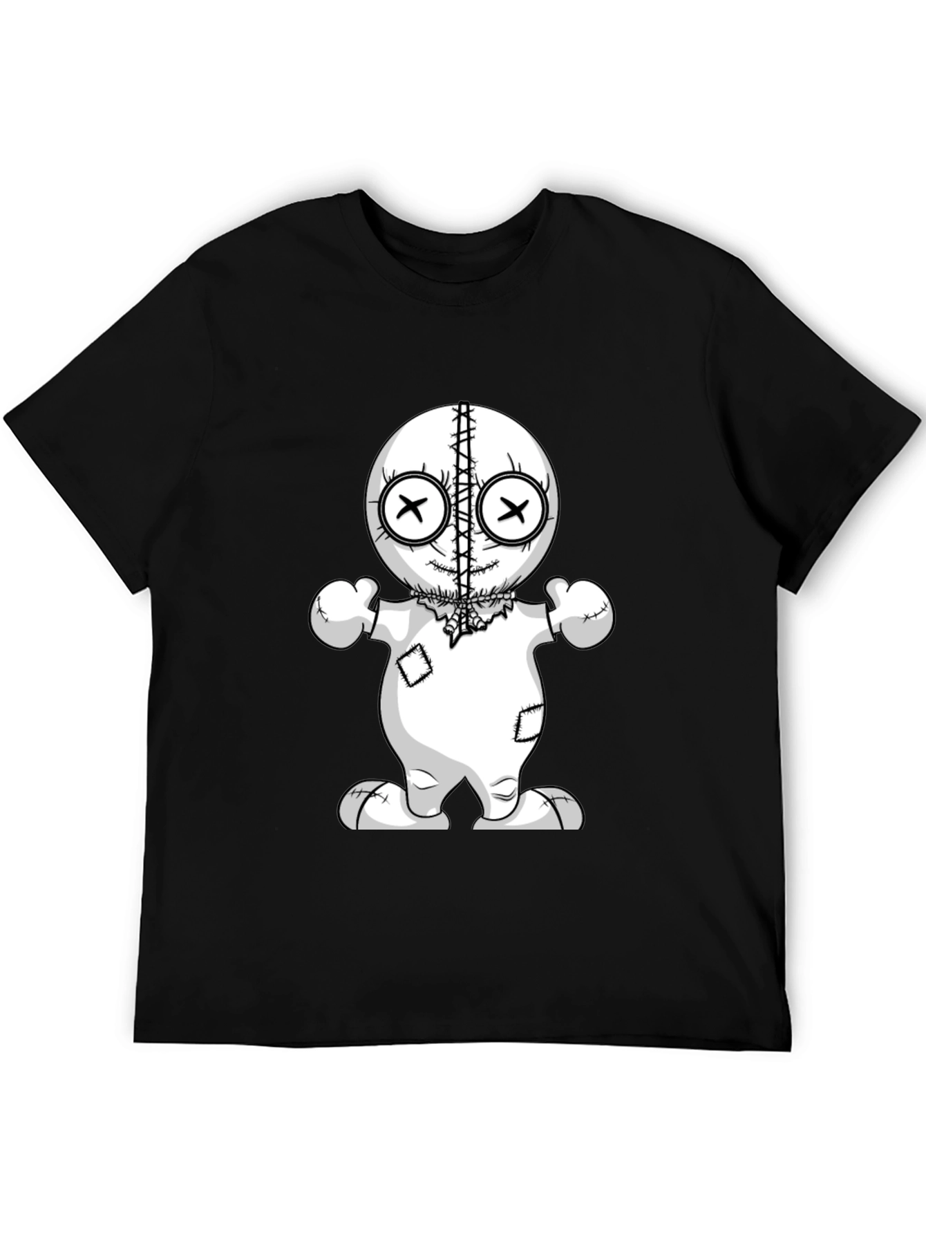 Black Voodoo Doll Graphic Tee - Unisex Black T-Shirt view 5