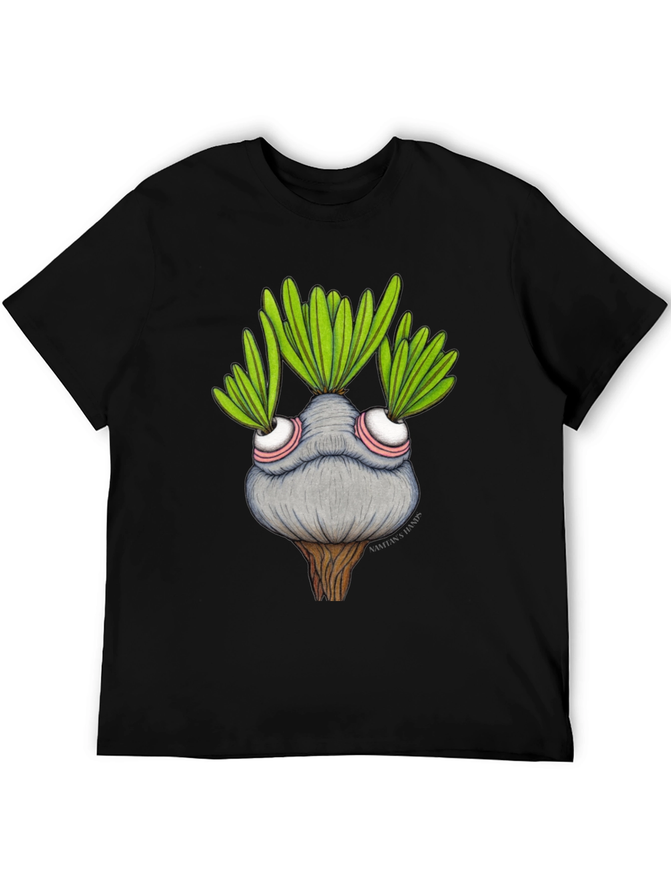 Black Whimsical Plant Character Graphic T-Shirt view 5