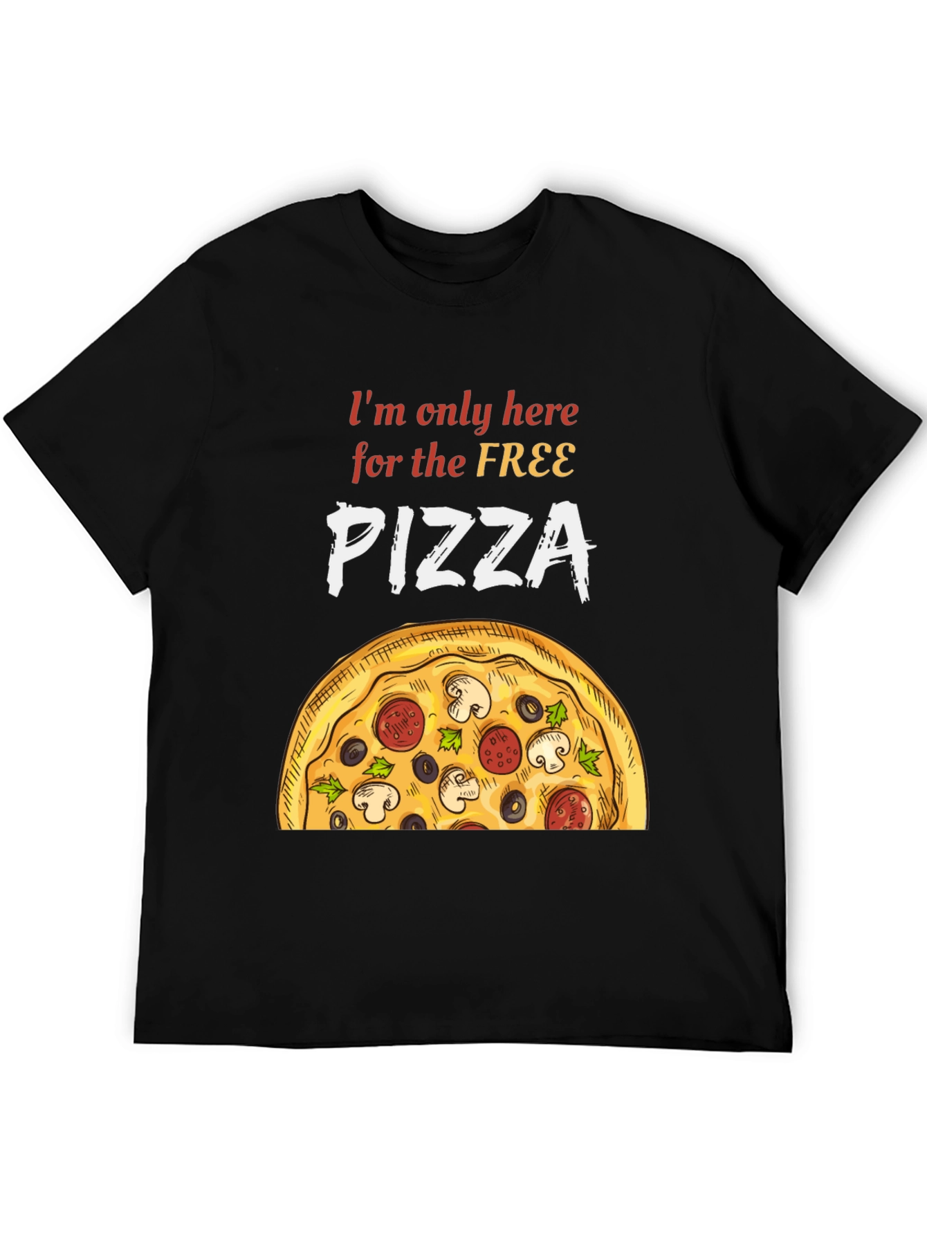 Black Free Pizza T-Shirt - Funny Foodie Tee view 5