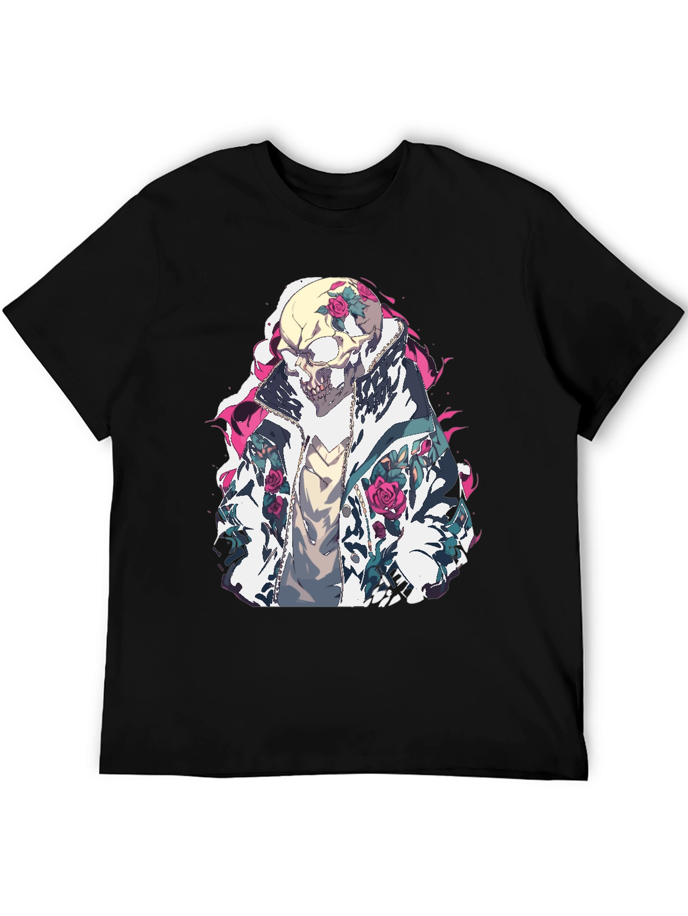 Black Skull & Roses Graphic T-Shirt view 5