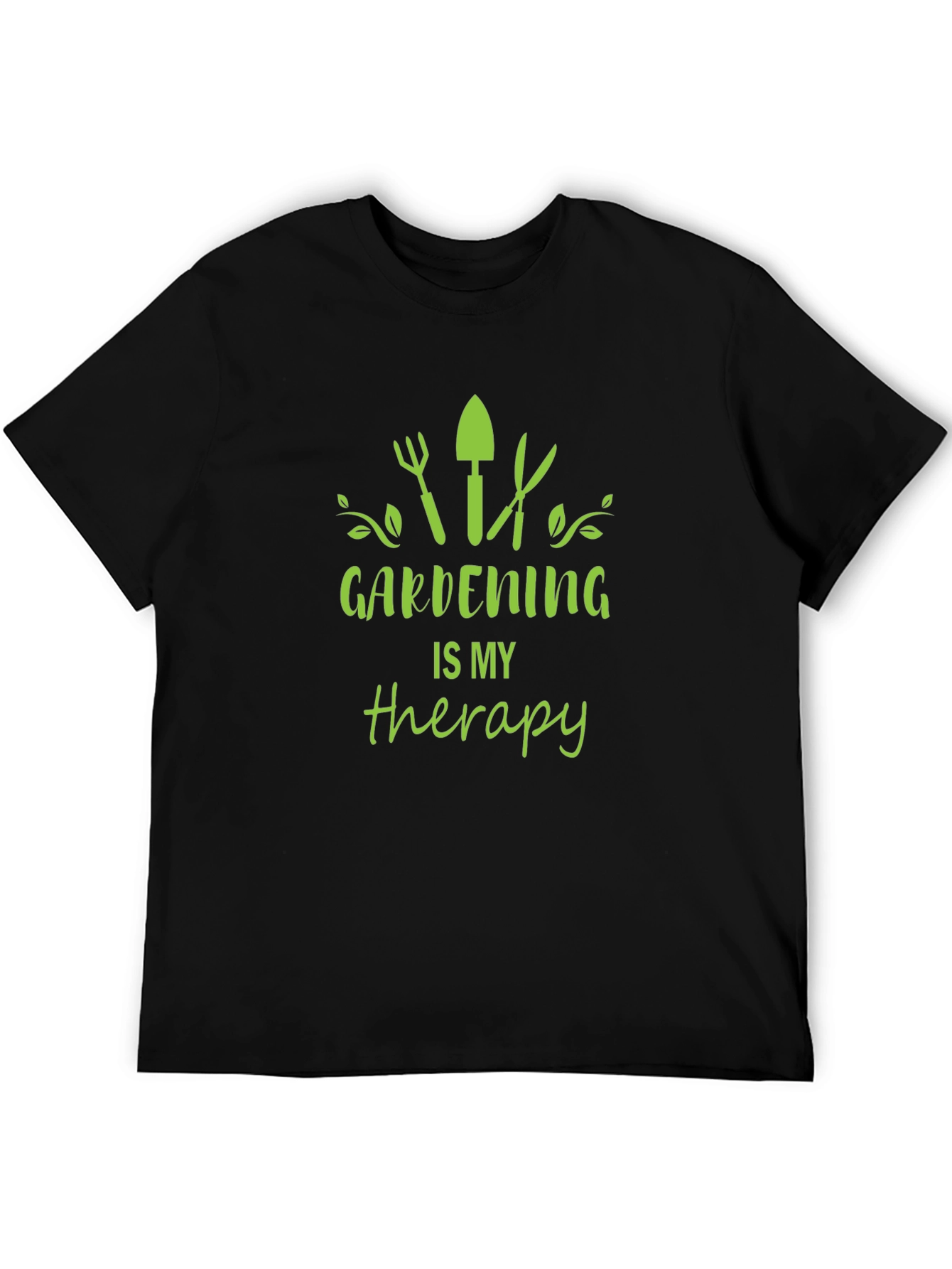 Black Gardening Is My Therapy Black T-Shirt - Men's Crew Neck view 5