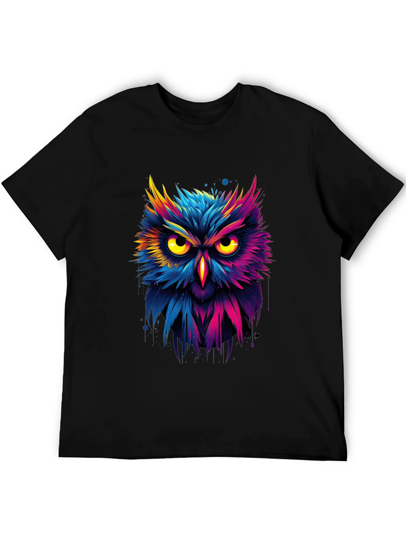 Black Vibrant Owl Graphic T-Shirt - Unique Design view 5