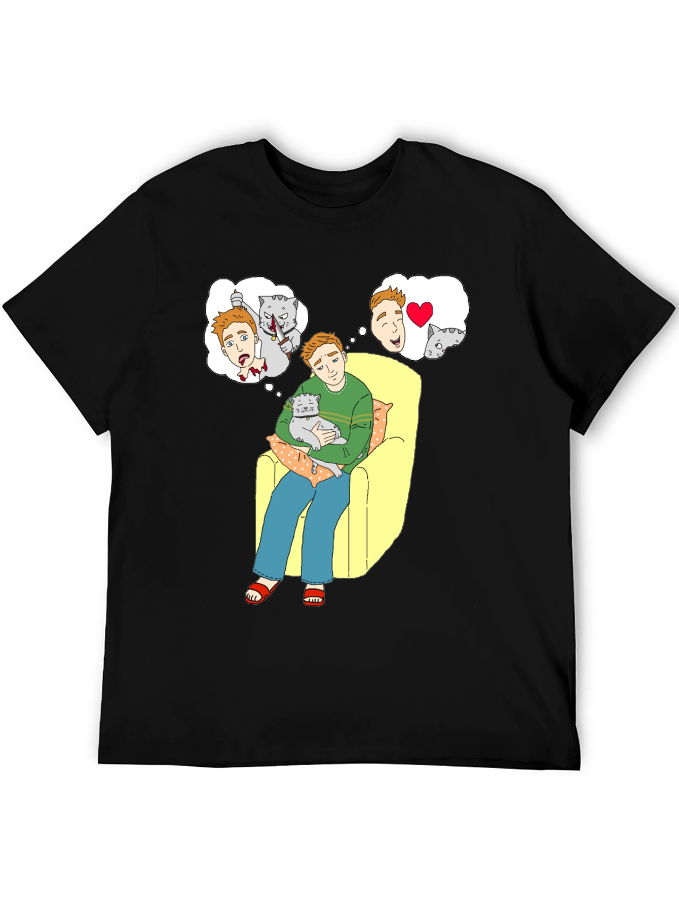 Black Cat Lover T-Shirt: Cartoon Cat Owner's Dreams view 5
