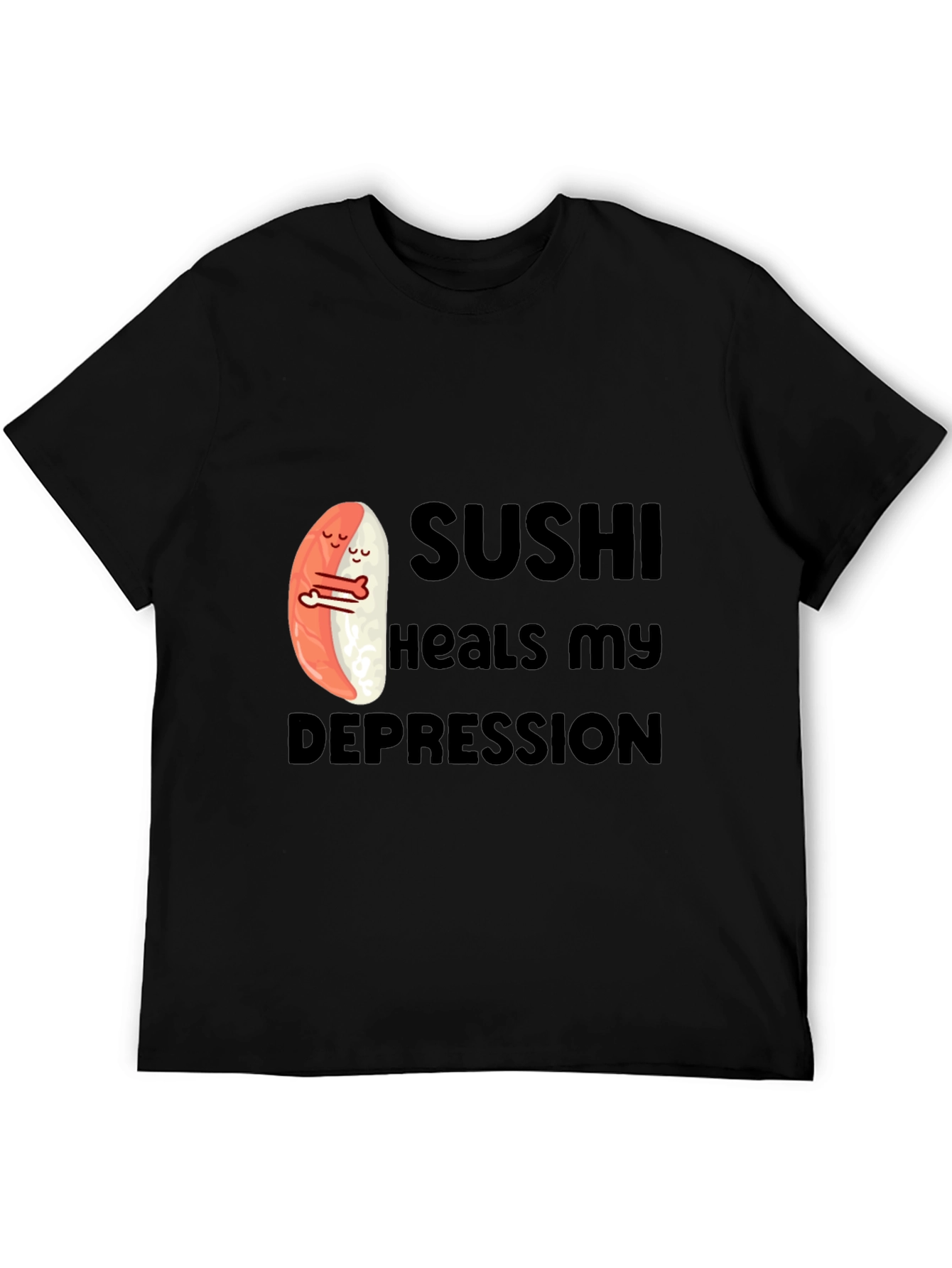 Black Sushi Heals My Depression Graphic T-Shirt view 5